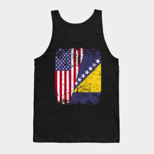 Bosnian Herzegovinian Roots Half American Flag Bosnia Flag Tank Top